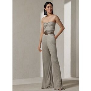 Ralph Lauren Collection Mélange Interlock Strapless Jumpsuit Heather Grey Medium